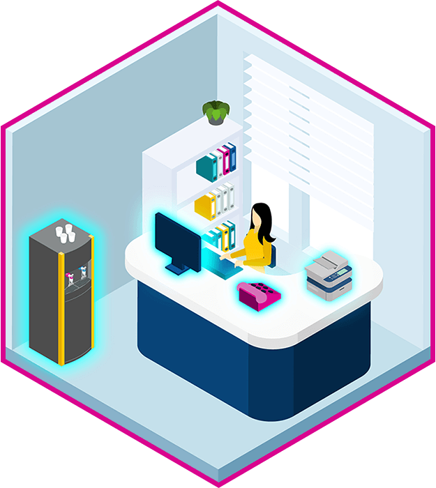 isometric illustration of front office