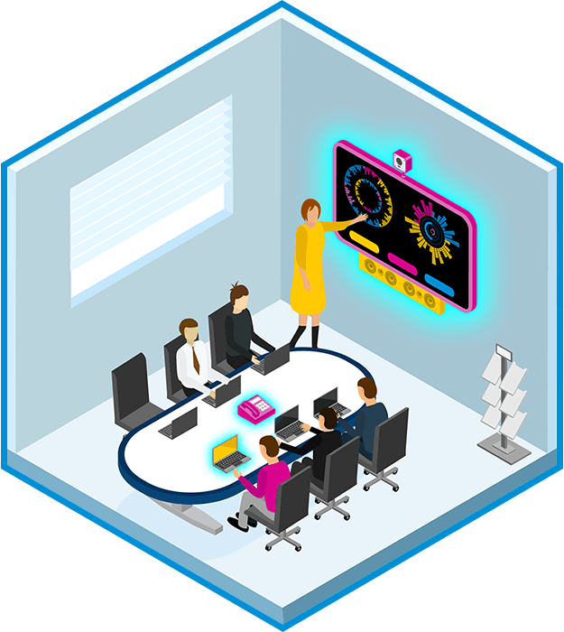 isometric illustration of conference room