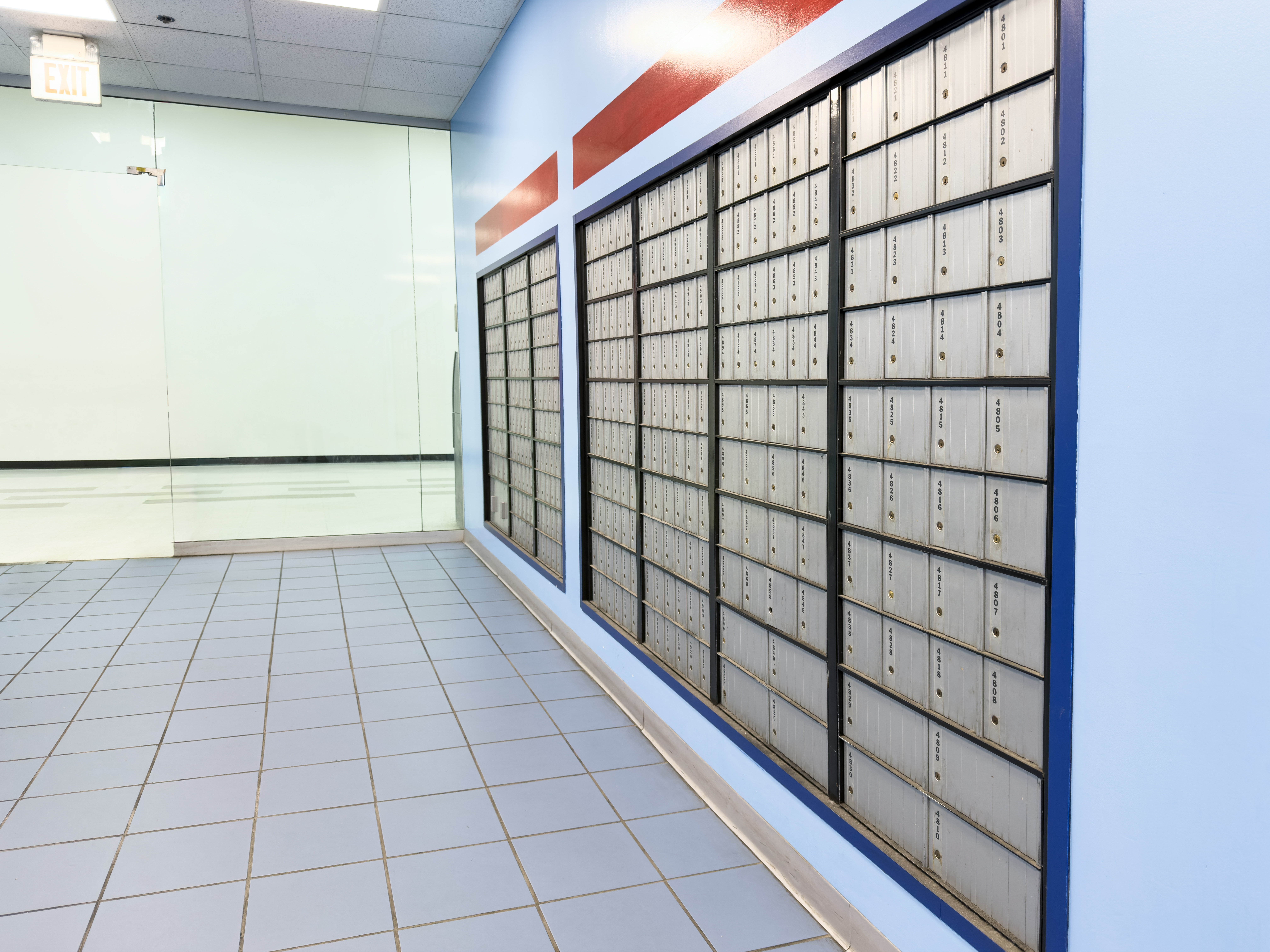 Secure Post Office Mailbox Wall Inside Modern Facility
